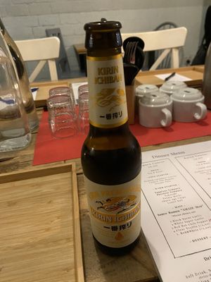 Kirin ichiban: best beer I’ve had here. Tasty and mild  at Men Impossible in Amsterdam