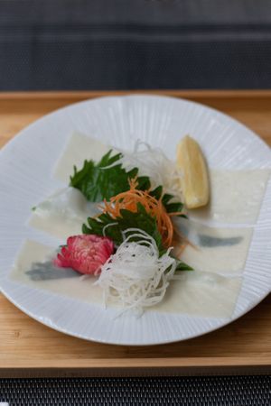 Noodles sashimi at Men Impossible in Amsterdam