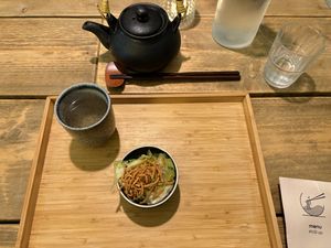 Tea & starter cabbage saladd  at Men Impossible in Amsterdam