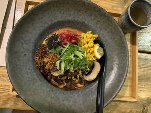 Main course (4th) Ramen option (black burnt garlic flavor option)  at Men Impossible in Amsterdam