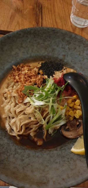 Black burnt garlic ramens at Men Impossible in Amsterdam