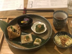 First course + appetizer on the right  at Men Impossible in Amsterdam