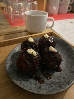 Vegan takoyaki  at Men Impossible in Amsterdam