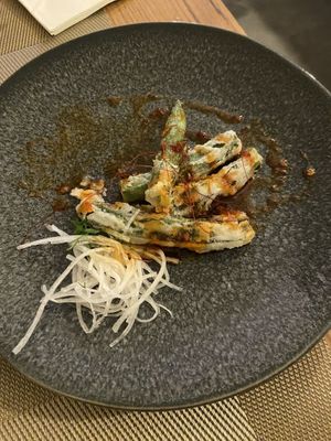 Half-eaten okra sticks: expensive for 6 sticks  at Men Impossible in Amsterdam