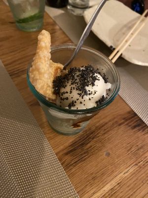 Tofu ice-cream with mochi: very nice  at Men Impossible in Amsterdam