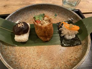 First course: 3 ways sushi  at Men Impossible in Amsterdam