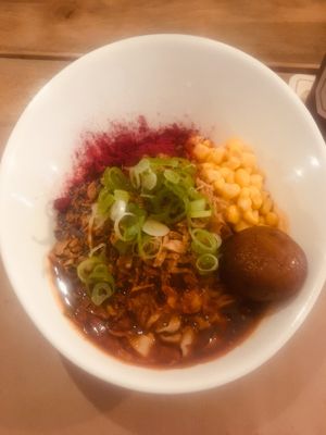 Red chili oil ramen at Men Impossible in Amsterdam