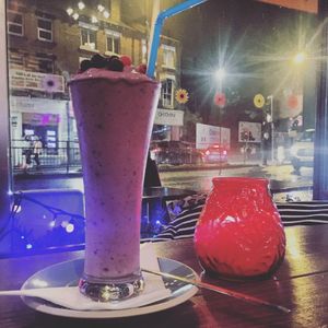 Vegan smoothie (with frozen banana) - just ask for vegan milk.  at La Cafetiere in Leeds