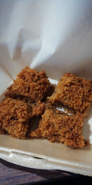 Coconut desert taken away at La Cafetiere in Leeds