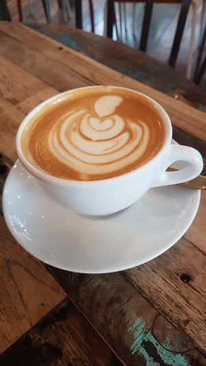 Flat white at The Front Room Cafe in Hervey Bay