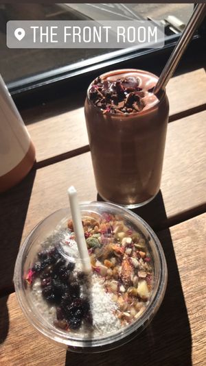 Chia pudding cup and warrior smoothie at The Front Room Cafe in Hervey Bay
