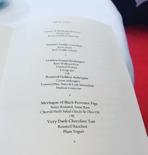 Menu vert at Gauthier Soho in London