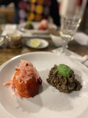 Red tandoori golden turnips with lentils and coriander at Gauthier Soho in London