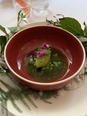 pea sorbet at Gauthier Soho in London