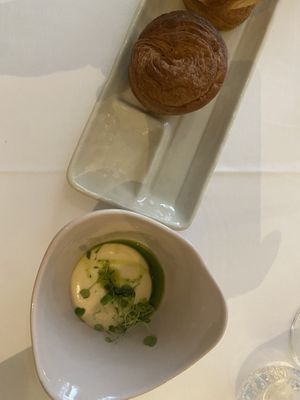 Brioche with vegan crème cheese  at Gauthier Soho in London