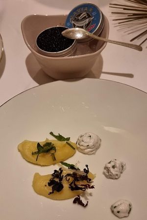 Vegan caviar ‘Pour Deux’ & pommes purée at Gauthier Soho in London