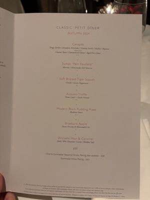  The menu  at Gauthier Soho in London