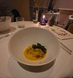 A vibrant, multi-flavored ravioli at Gauthier Soho in London