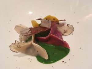 Vegan tasting dumpling at Gauthier Soho in London