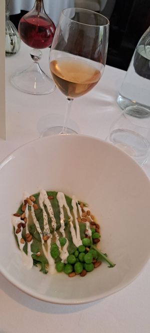 Big Raviolo / house almond ricotta / nettle & pine nuts / burnt citrus kosho at Gauthier Soho in London