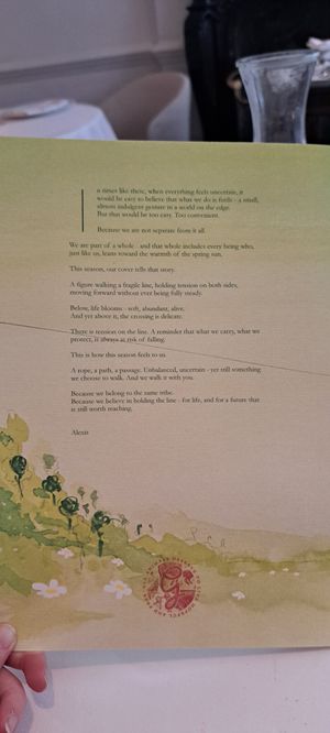 Back of the menu at Gauthier Soho in London
