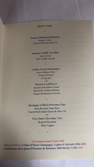 Vegan lunch tasting menu at Gauthier Soho in London