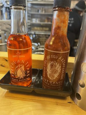 Spicy Hot Chilli oil and hot sauce  at Crafty Ramen in Guelph
