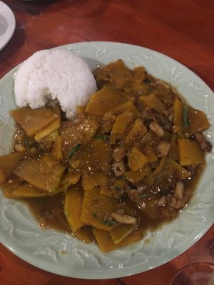 Fried Pumpkin & Garlic (minus one bite ?) at Vietnamese Soul Food in Cat Ba
