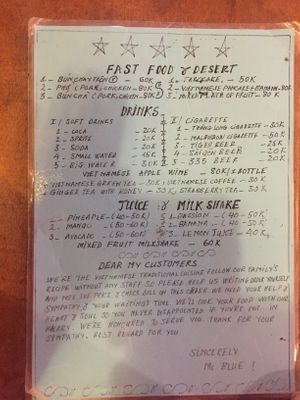 Menu side 2. at Vietnamese Soul Food in Cat Ba