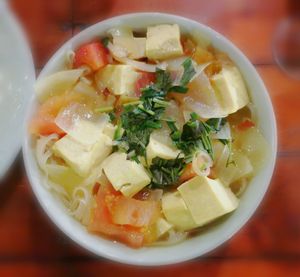 Tofu and rice noodle Soup 🍜 at Vietnamese Soul Food in Cat Ba
