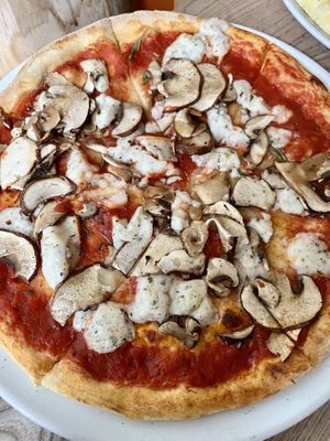 Mushroom pizza with vegan cheese   at Black Isle Bar and Rooms in Inverness