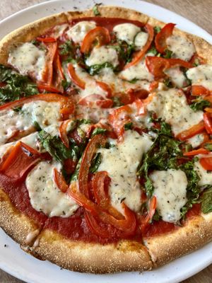 Vegan pizza (pepper and kale)   at Black Isle Bar and Rooms in Inverness