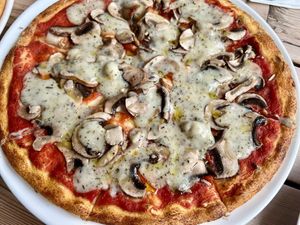 Vegan mushroom pizza   at Black Isle Bar and Rooms in Inverness