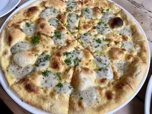 Vegan cheesy garlic pizza bread   at Black Isle Bar and Rooms in Inverness