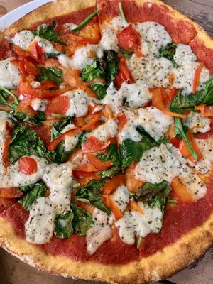 Vegan pepper and kale pizza   at Black Isle Bar and Rooms in Inverness