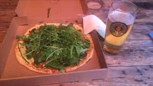 Sitting in the secret garden rooftop bar with a brew and the garden of vegan   at Black Isle Bar and Rooms in Inverness