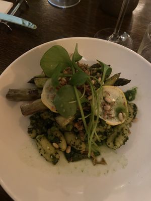 Vegan asparagus gnocchi   at Iris in Eindhoven