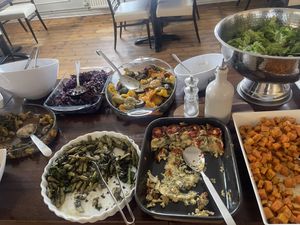 Mostly vegan buffet at The Settlement Center Restaurant in Borgarnes
