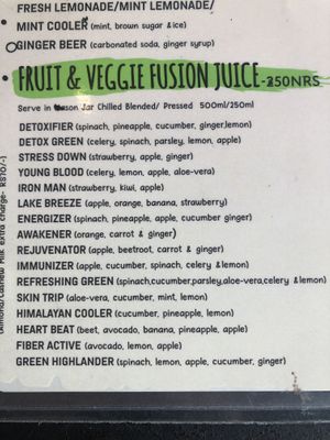 Menu  at am/pm organic cafe in Pokhara