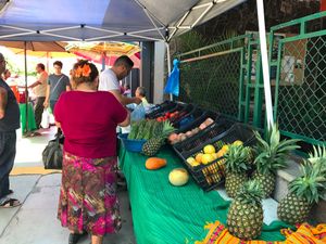 Organic fruit stand at Mercado Organico in La Paz