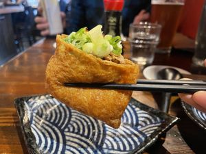 Vegan tuna inari  at Harajuku Izakaya Restaurant in Whistler
