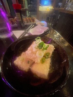 Spicy agedashi tofu at Harajuku Izakaya Restaurant in Whistler