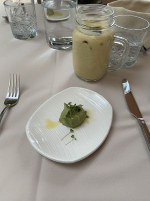 Mango lassi, complementary paté for yummy bread at Gaudi&Naan in Ljubljana