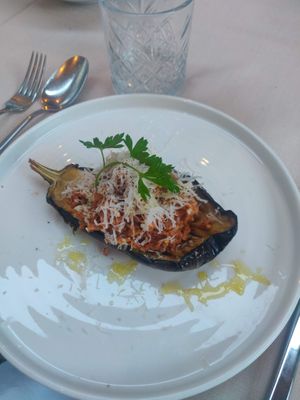 Stuffed eggplant at Gaudi&Naan in Ljubljana