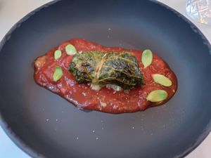 Tasting menu main #2, filled cabbage at Gaudi&Naan in Ljubljana
