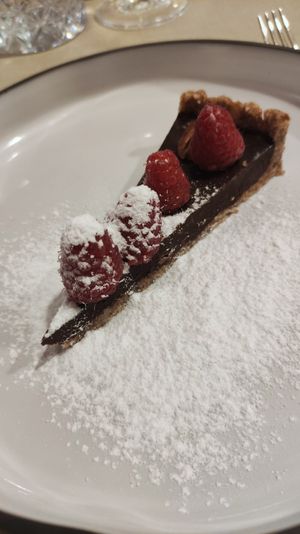 Chocolate tart at Gaudi&Naan in Ljubljana
