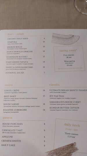 Menu. at Gaudi&Naan in Ljubljana