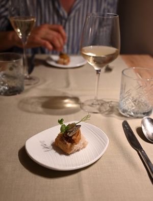 tartar with truffles as an gift from restaurant   at Gaudi&Naan in Ljubljana