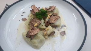 Spinach gnocchi with truffles at Gaudi&Naan in Ljubljana