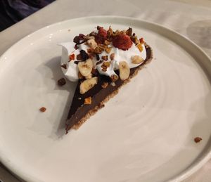 Super dark chocolate Tarte (cream bc out of ice cream) at Gaudi&Naan in Ljubljana